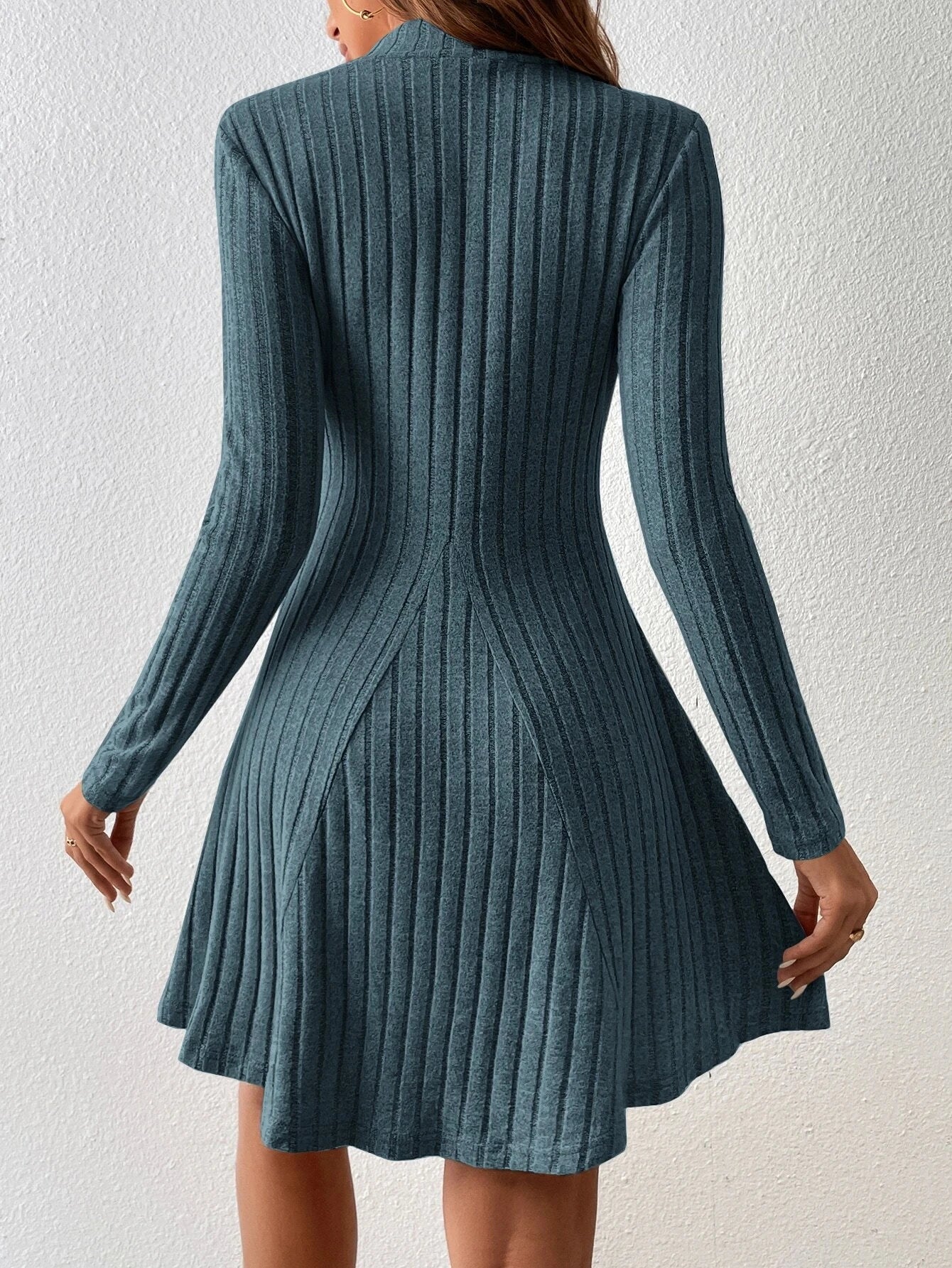 Fall and Winter Solid Color Dress - Long Sleeve