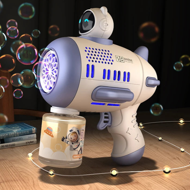 Bubble Machine Rocket Fully Automatic 12 Holes Shape Spaceman Blower With Light