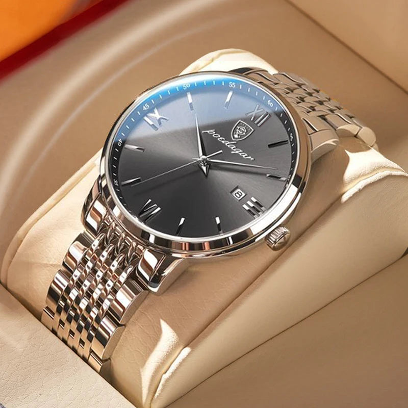 Stainless Steel Business Watch Men Waterproof Luminous