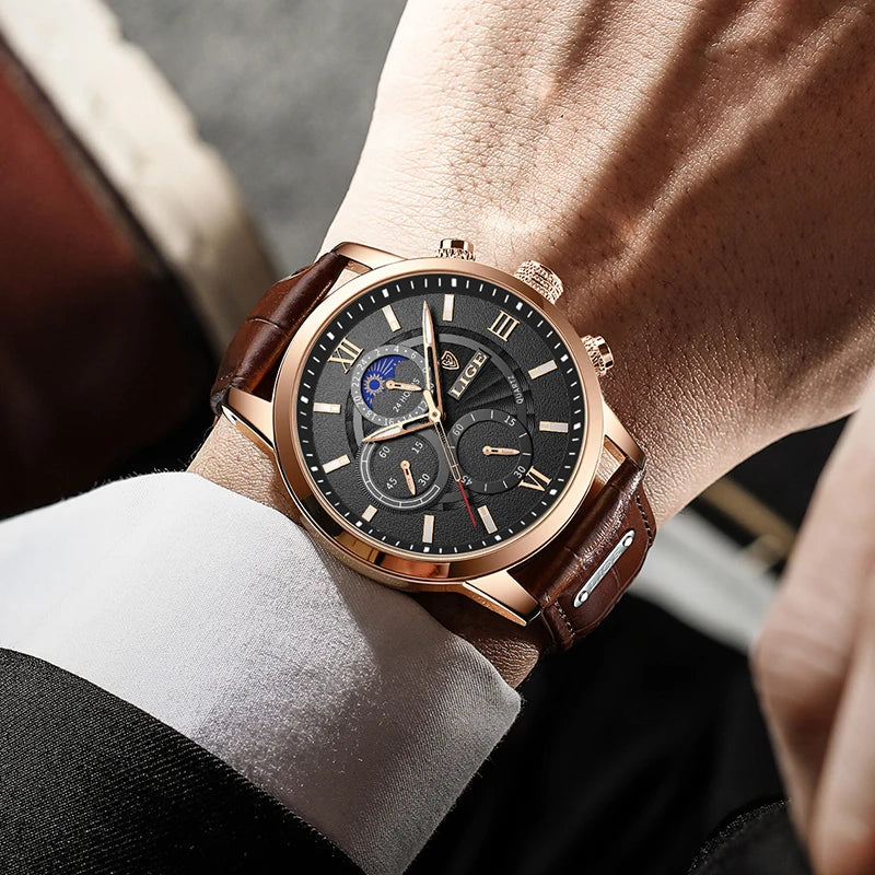 Luxury Leather Watch Quartz Waterproof