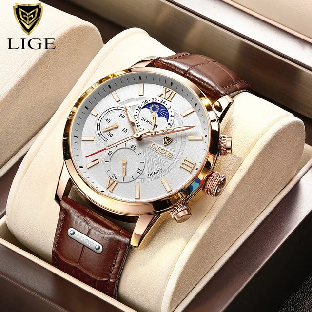 Luxury Leather Watch Quartz Waterproof
