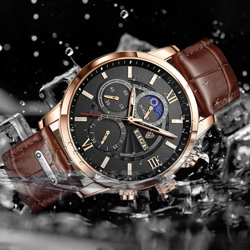Luxury Leather Watch Quartz Waterproof