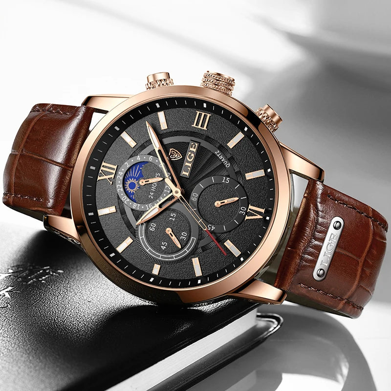 Luxury Leather Watch Quartz Waterproof