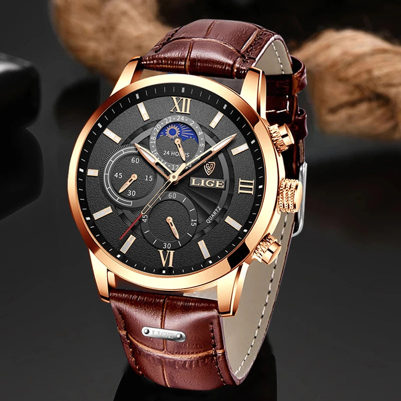Luxury Leather Watch Quartz Waterproof