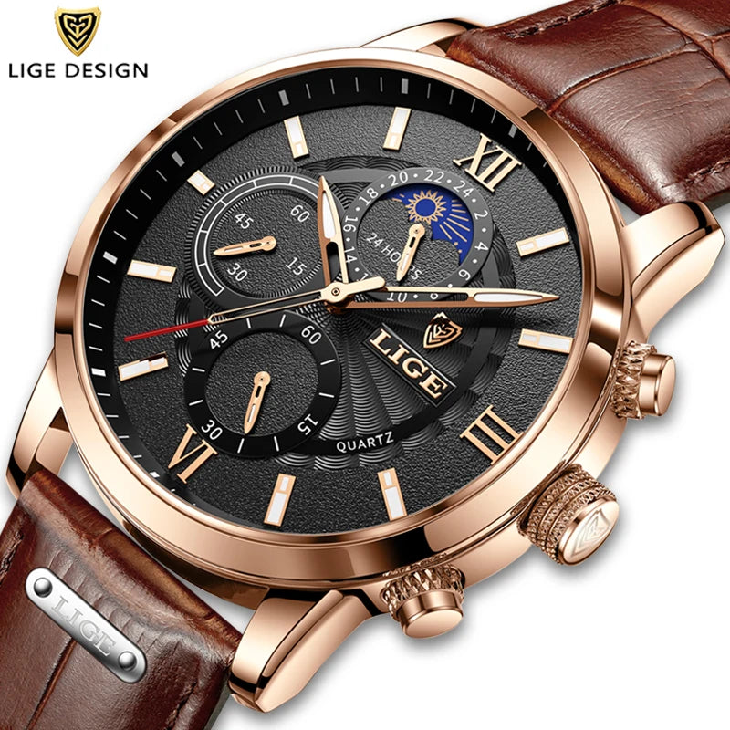 Luxury Leather Watch Quartz Waterproof