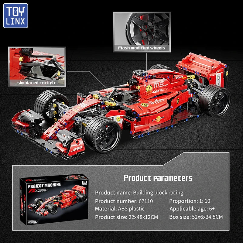 F1 Race Car Building Set with Remote Control 1137 Pieces