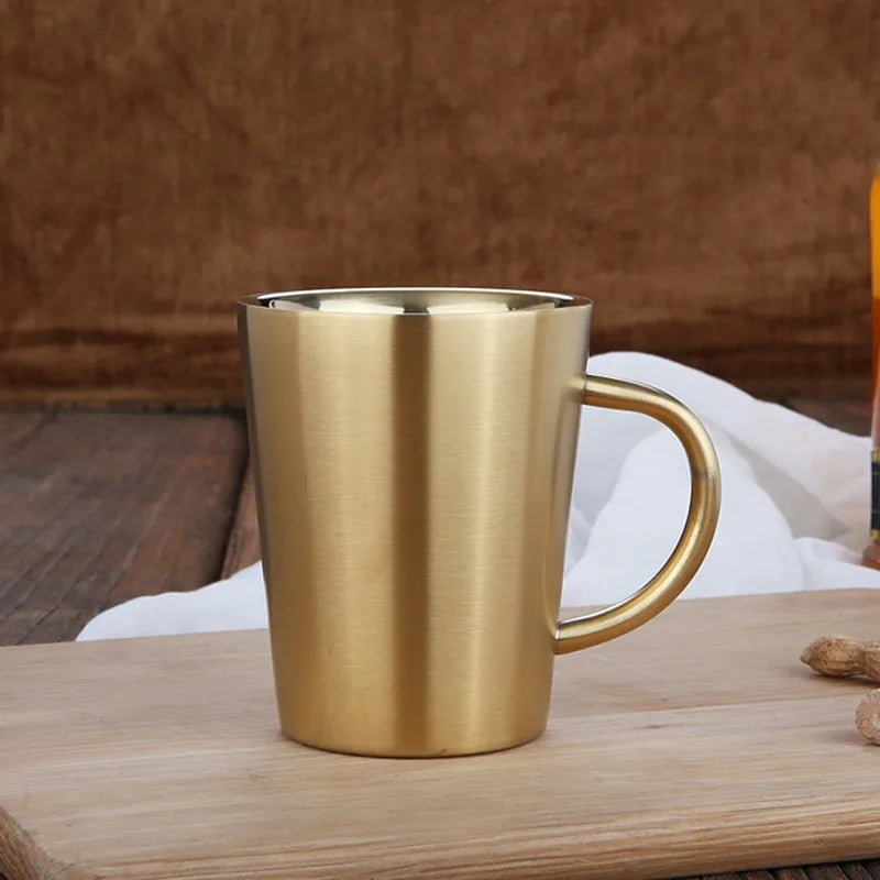 Stainless Steel Double Layer Mugs Coffee Cup 300ml