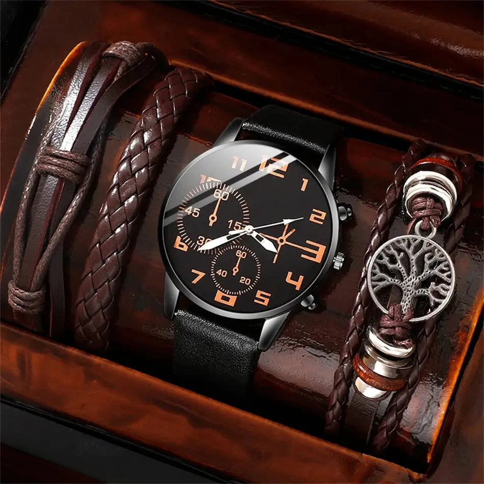 5 Pieces - Set Bracelet Watch For Men