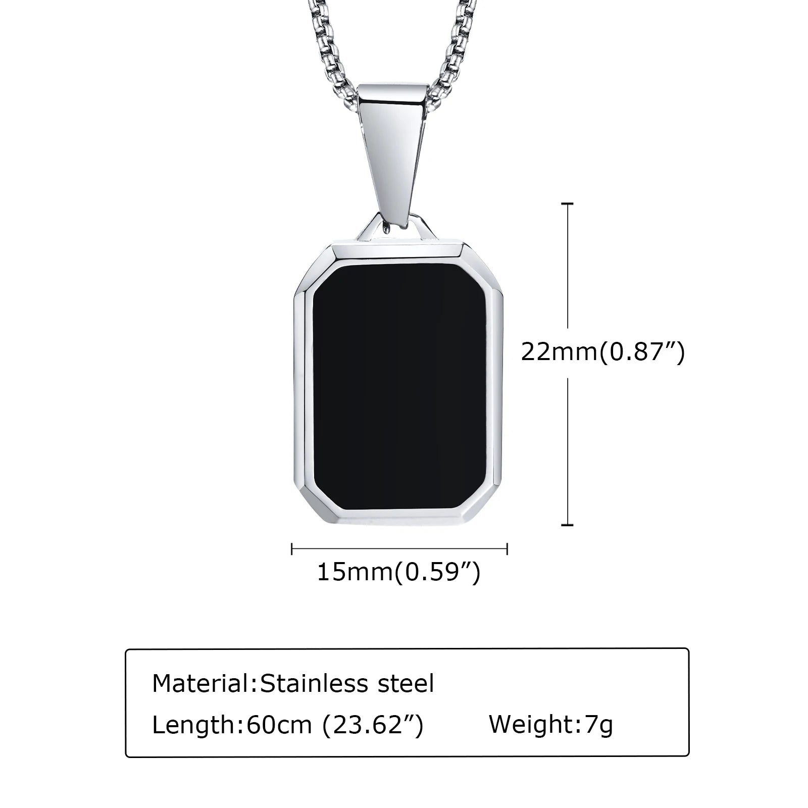 Black Enamel Necklaces for Men Waterproof Stainless Steel