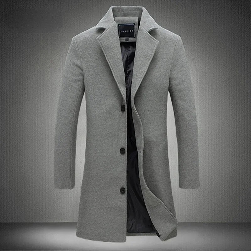 Wool Men Long Cotton Coat Blend Pure