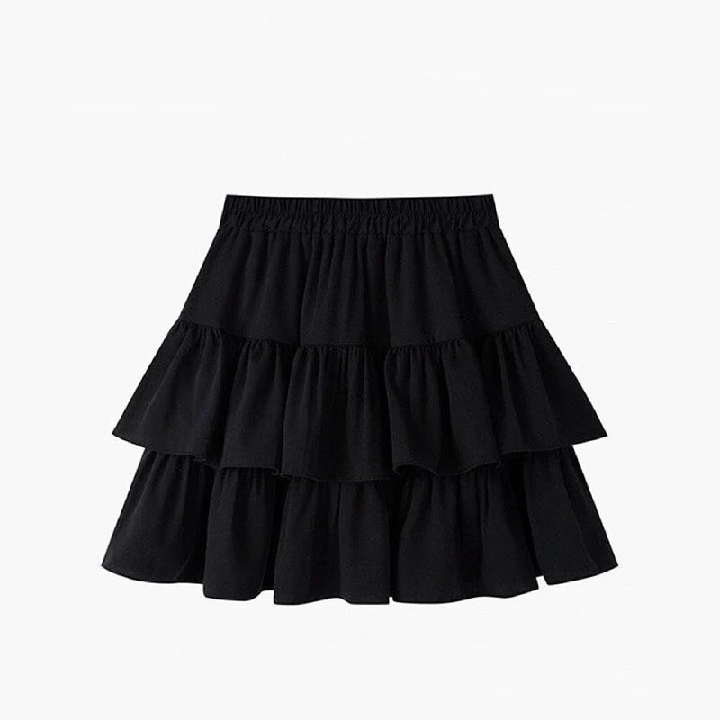 Pleated A-Line Skirt Elastic Waist Summer Slim