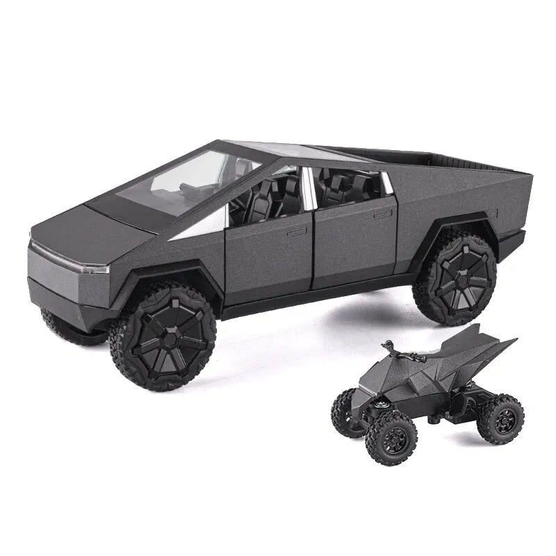 Cybertruck Model Silver Pickup Truck Metal Toy Cars with Sound and Light