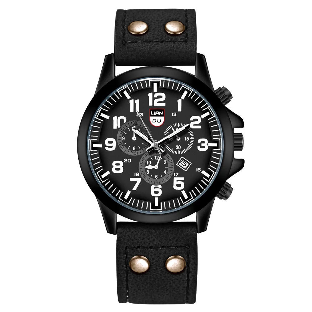 Men's Watch with Leather Strap