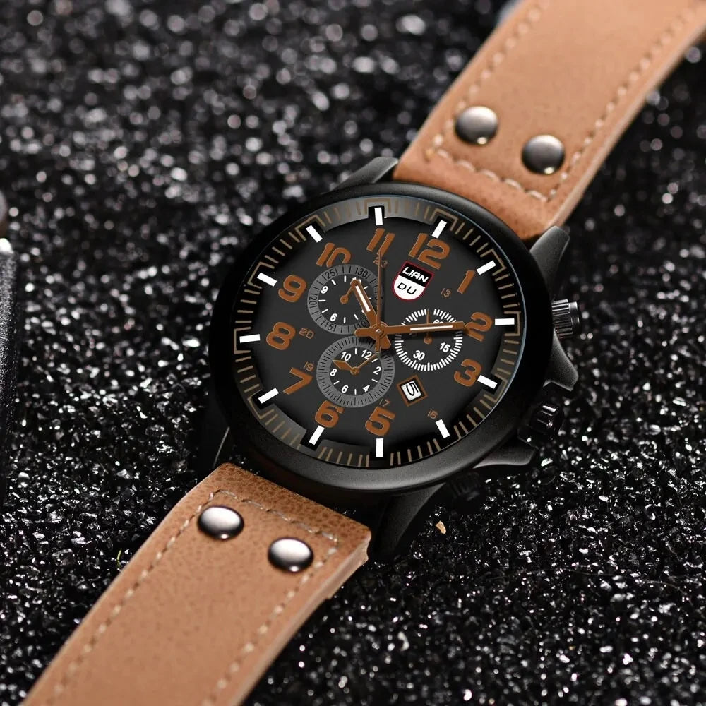 Men's Watch with Leather Strap