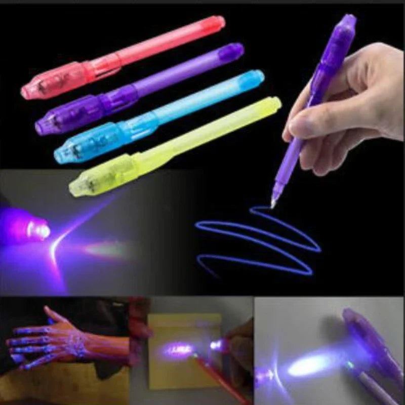 Luminous Light Pen Magic Purple 2 In 1 UV Black Light 4 Pieces