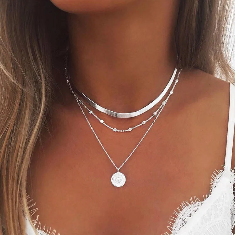 Silver Three Layer Necklace