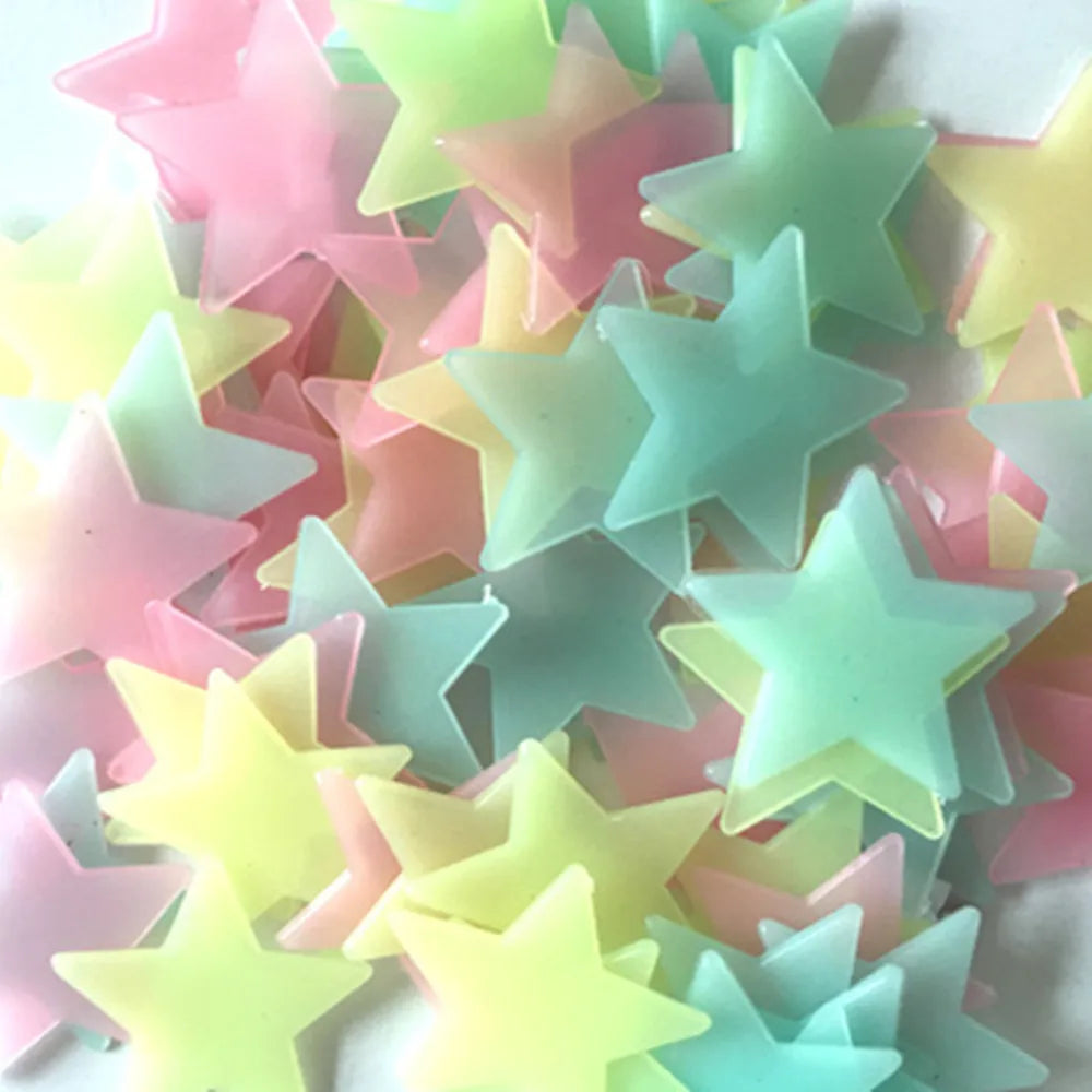 Fluorescent Stars Stickers for Kids Rooms Decoration - 100 pieces