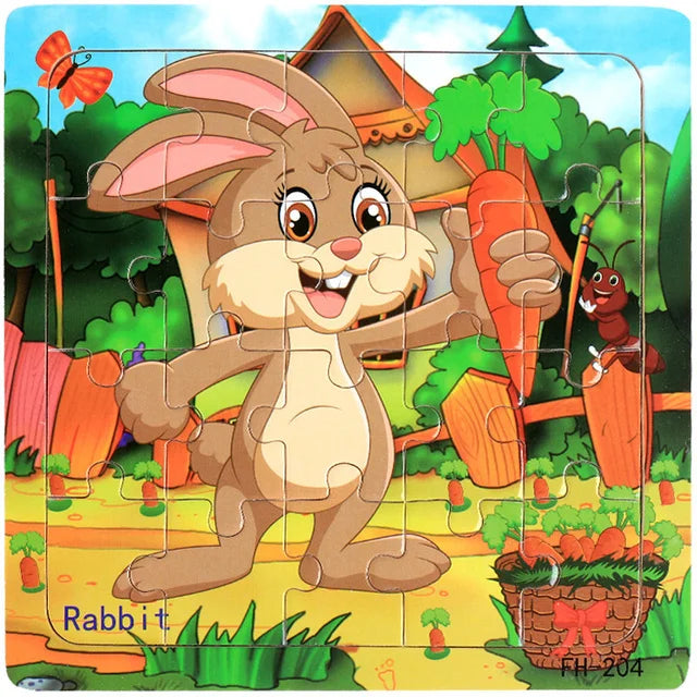 Jigsaw 20 Piece Wooden Puzzle Cartoon Animal