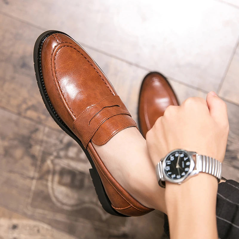 Leather Shoes Slip Style