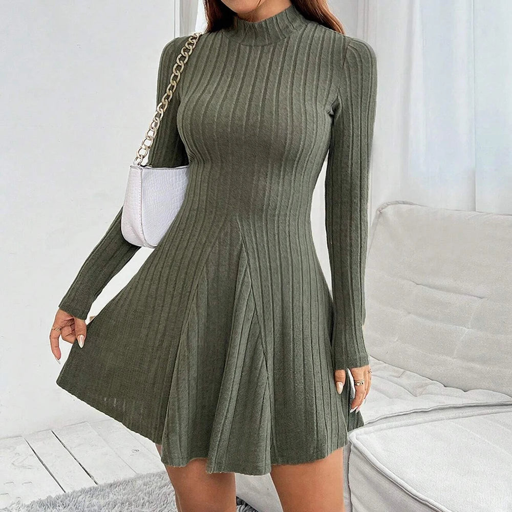 Fall and Winter Solid Color Dress - Long Sleeve