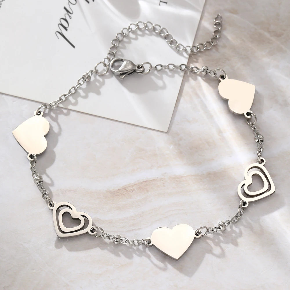 Stainless Steel Bracelet Heart Design