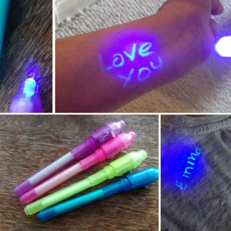 Luminous Light Pen Magic Purple 2 In 1 UV Black Light 4 Pieces