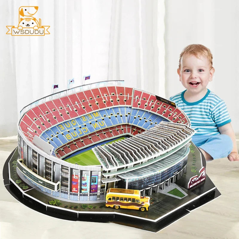 3D Soccer Field Puzzle Building Block Stadium Assemble