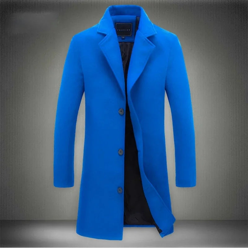 Wool Men Long Cotton Coat Blend Pure