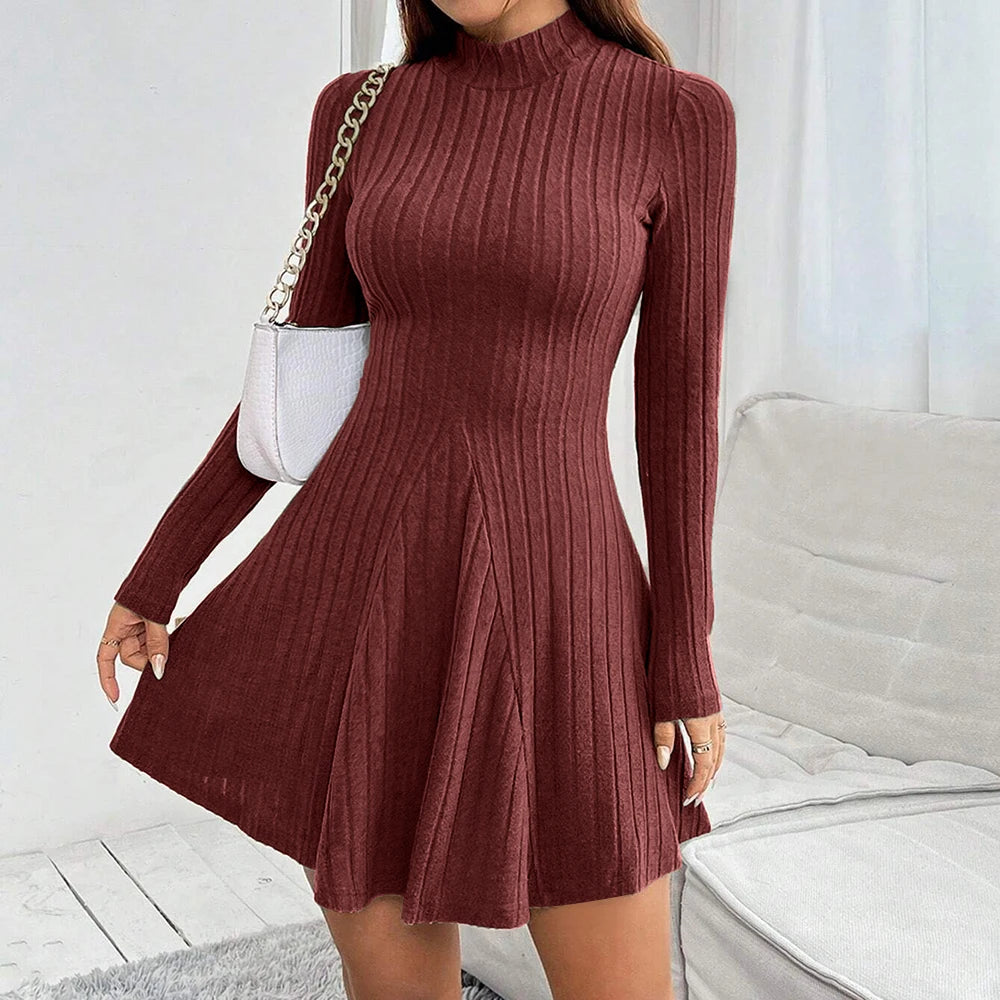 Fall and Winter Solid Color Dress - Long Sleeve