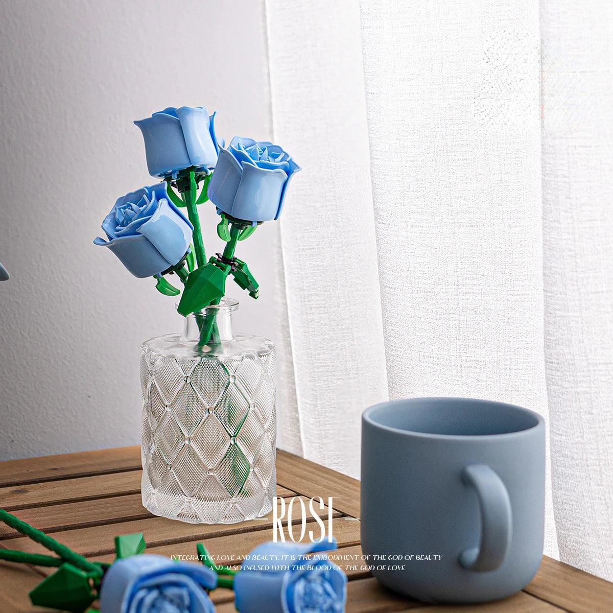 Romantic Rose Flower Bouquet Building Block Assembly Plastic Plant
