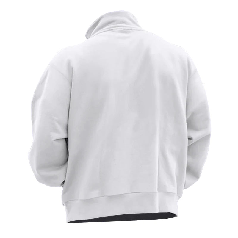 Casual Winter Sweater Solid Color w/ Zipper