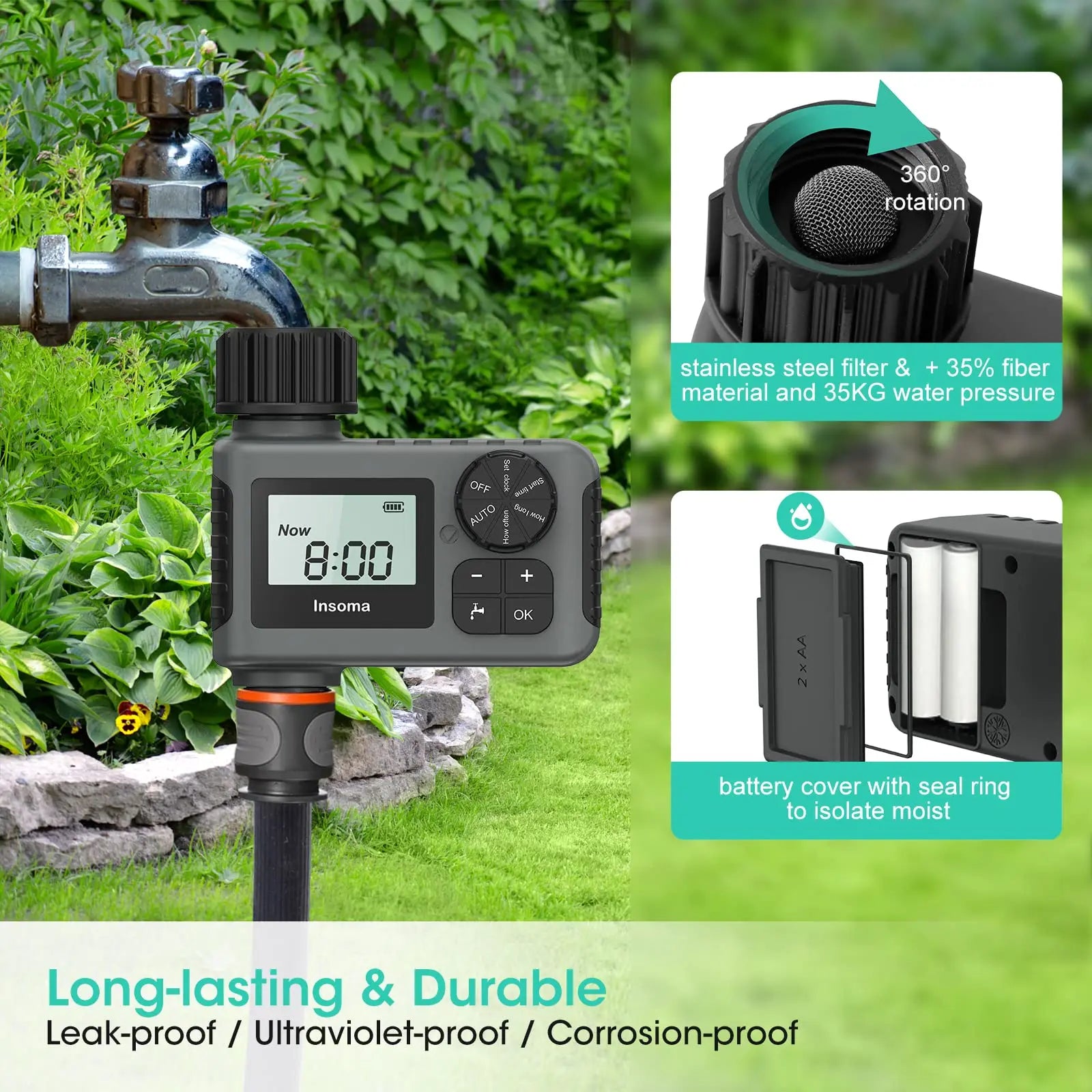 Automatic Water Timer Intelligent Irrigation Watering System Sprinkler - LCD Display