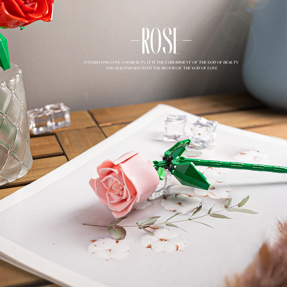 Romantic Rose Flower Bouquet Building Block Assembly Plastic Plant