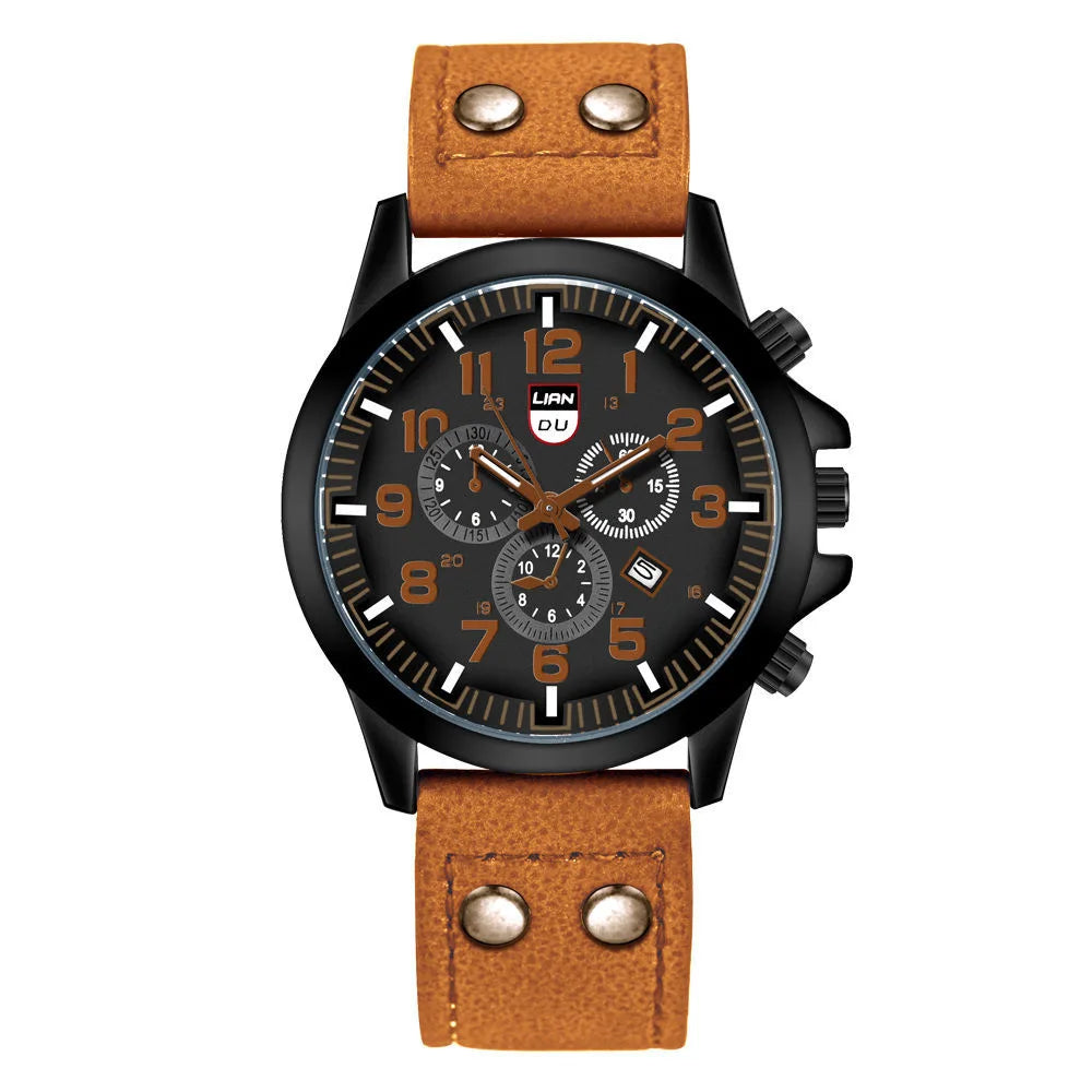 Men's Watch with Leather Strap