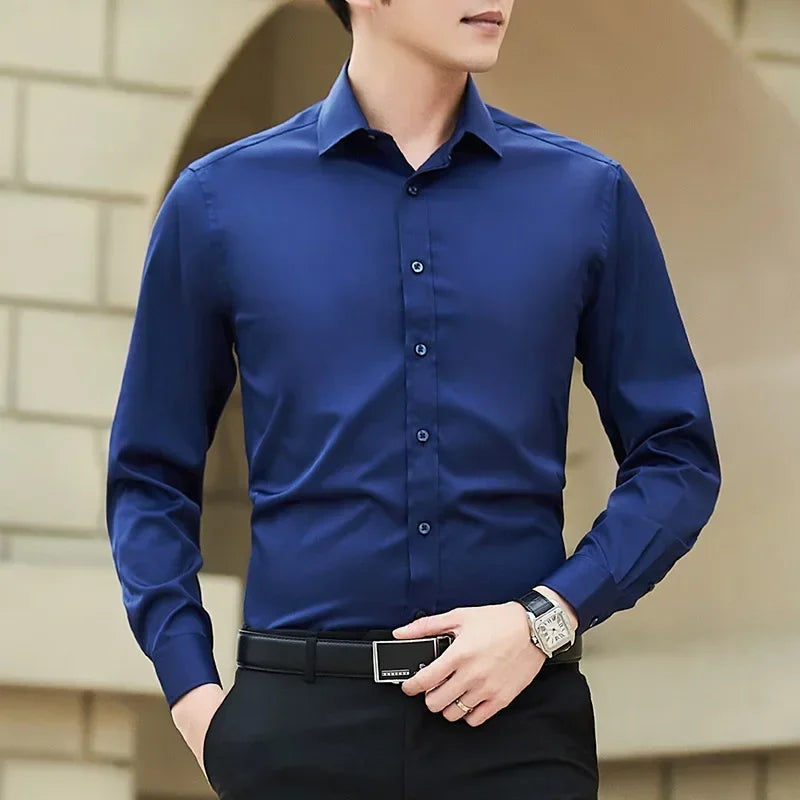Classic Men Business Shirt Long Sleeve