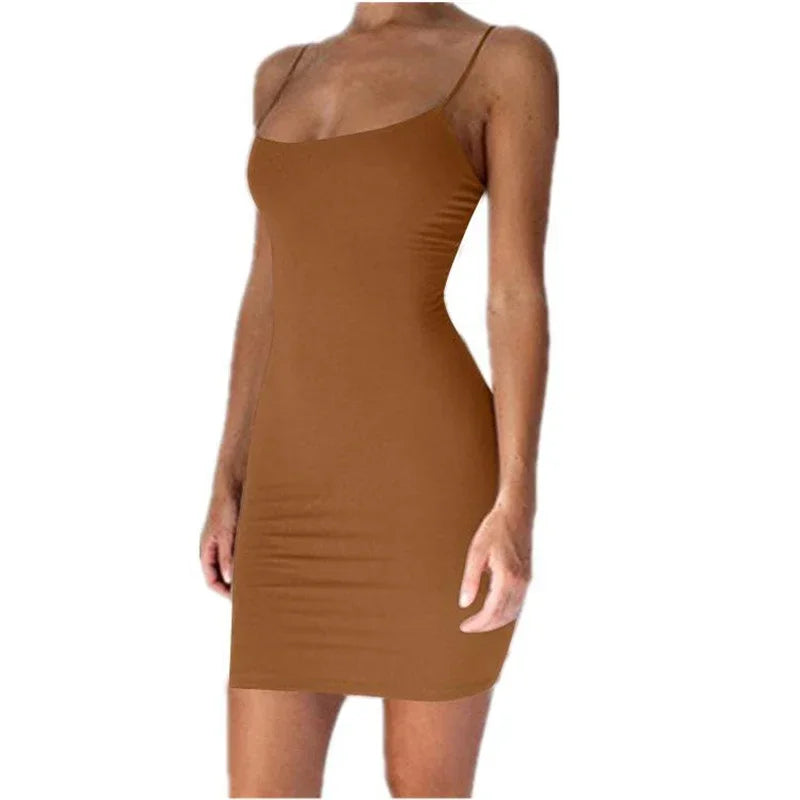 Strap Mini Dress Women Solid Black