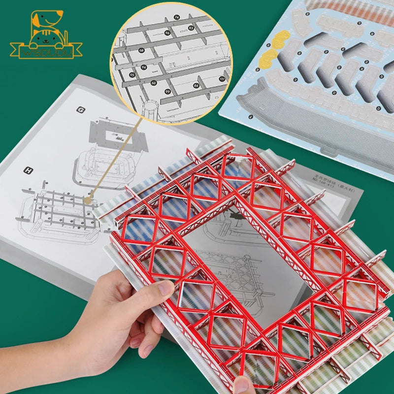 3D Soccer Field Puzzle Building Block Stadium Assemble