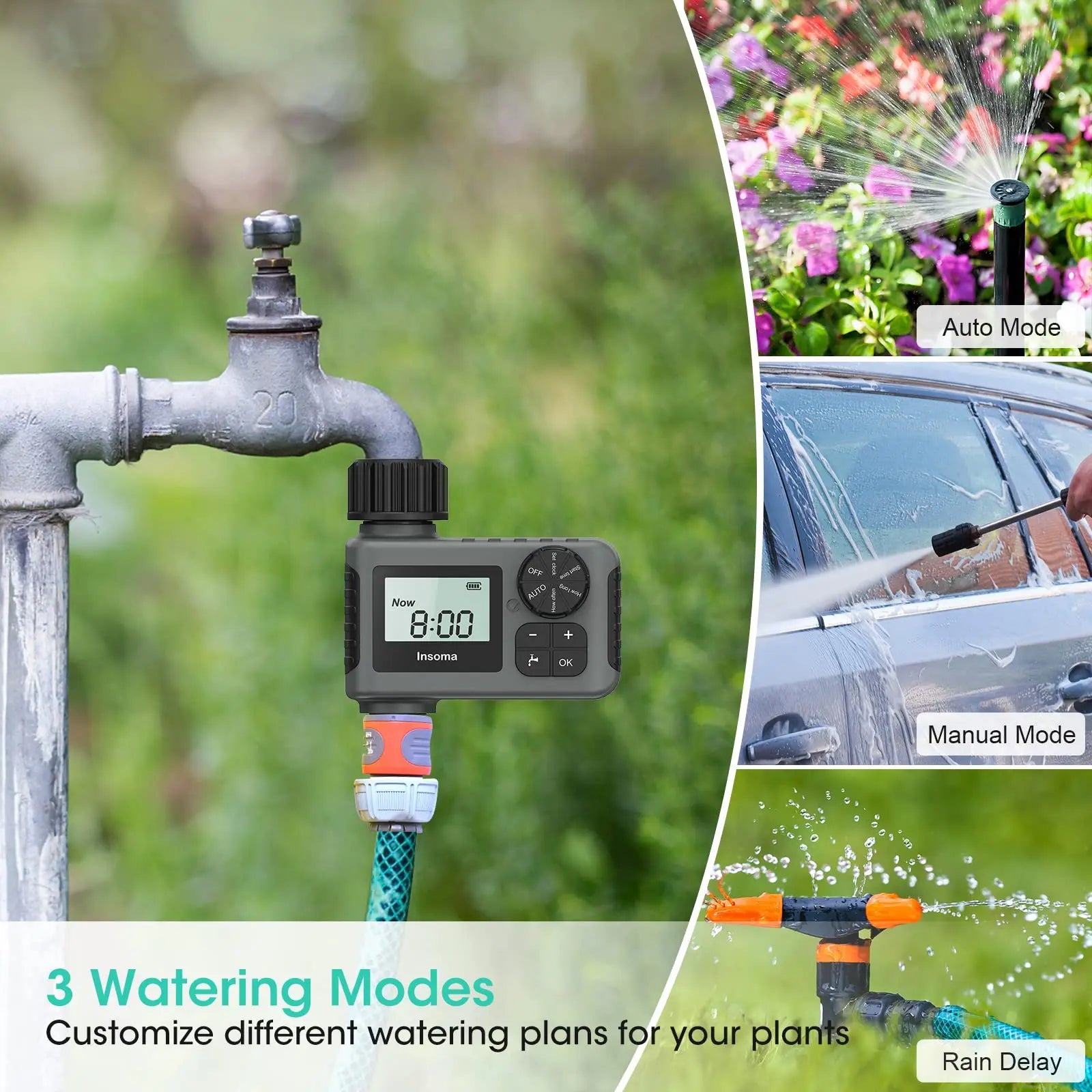 Automatic Water Timer Intelligent Irrigation Watering System Sprinkler - LCD Display