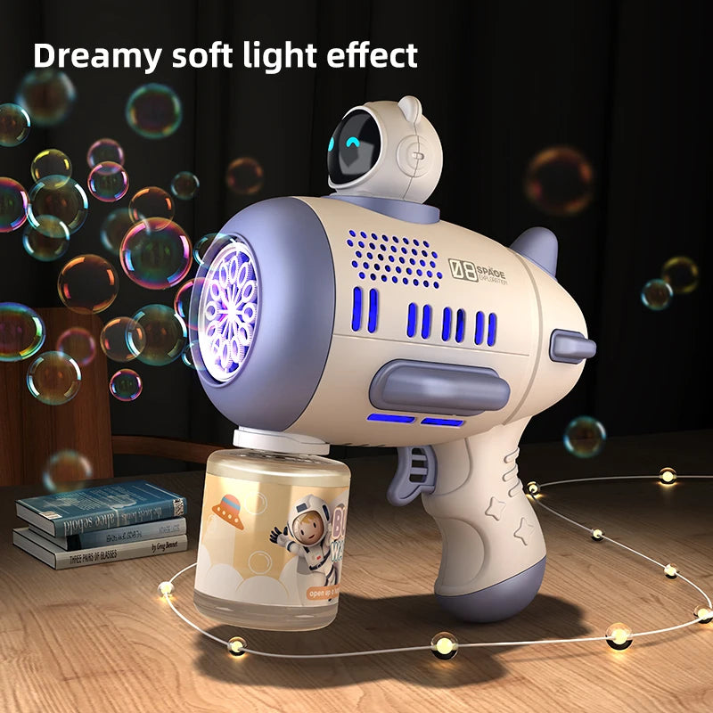 Bubble Machine Rocket Fully Automatic 12 Holes Shape Spaceman Blower With Light