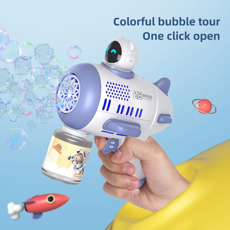 Bubble Machine Rocket Fully Automatic 12 Holes Shape Spaceman Blower With Light