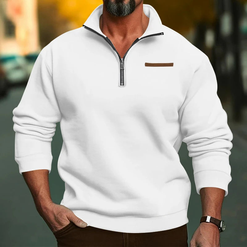 Casual Winter Sweater Solid Color w/ Zipper