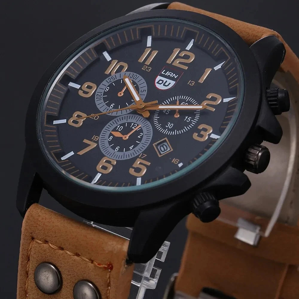 Men's Watch with Leather Strap