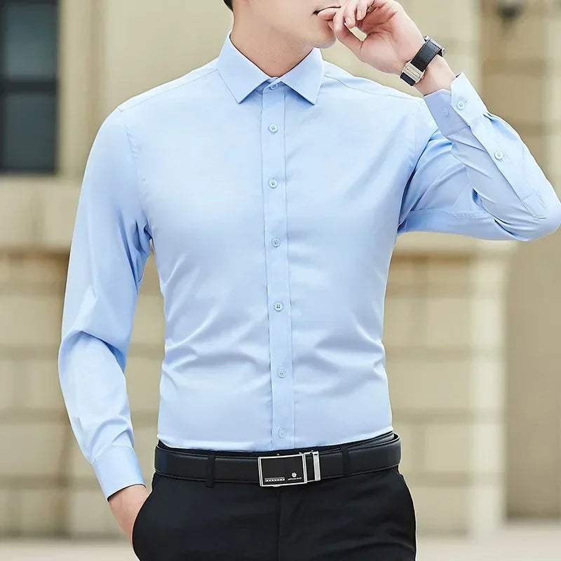 Classic Men Business Shirt Long Sleeve