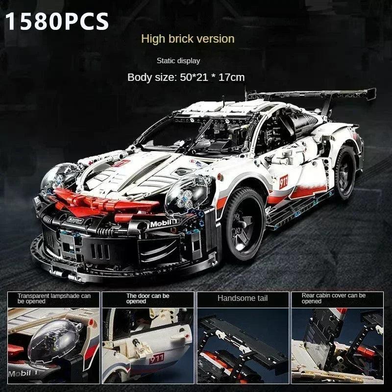 Sport Car 911RSR Building Blocks Remote Control with Lights  1580 Pieces