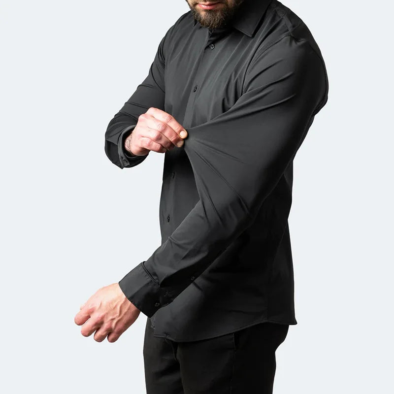 High Elasticity Slim Shirt Long Sleeve