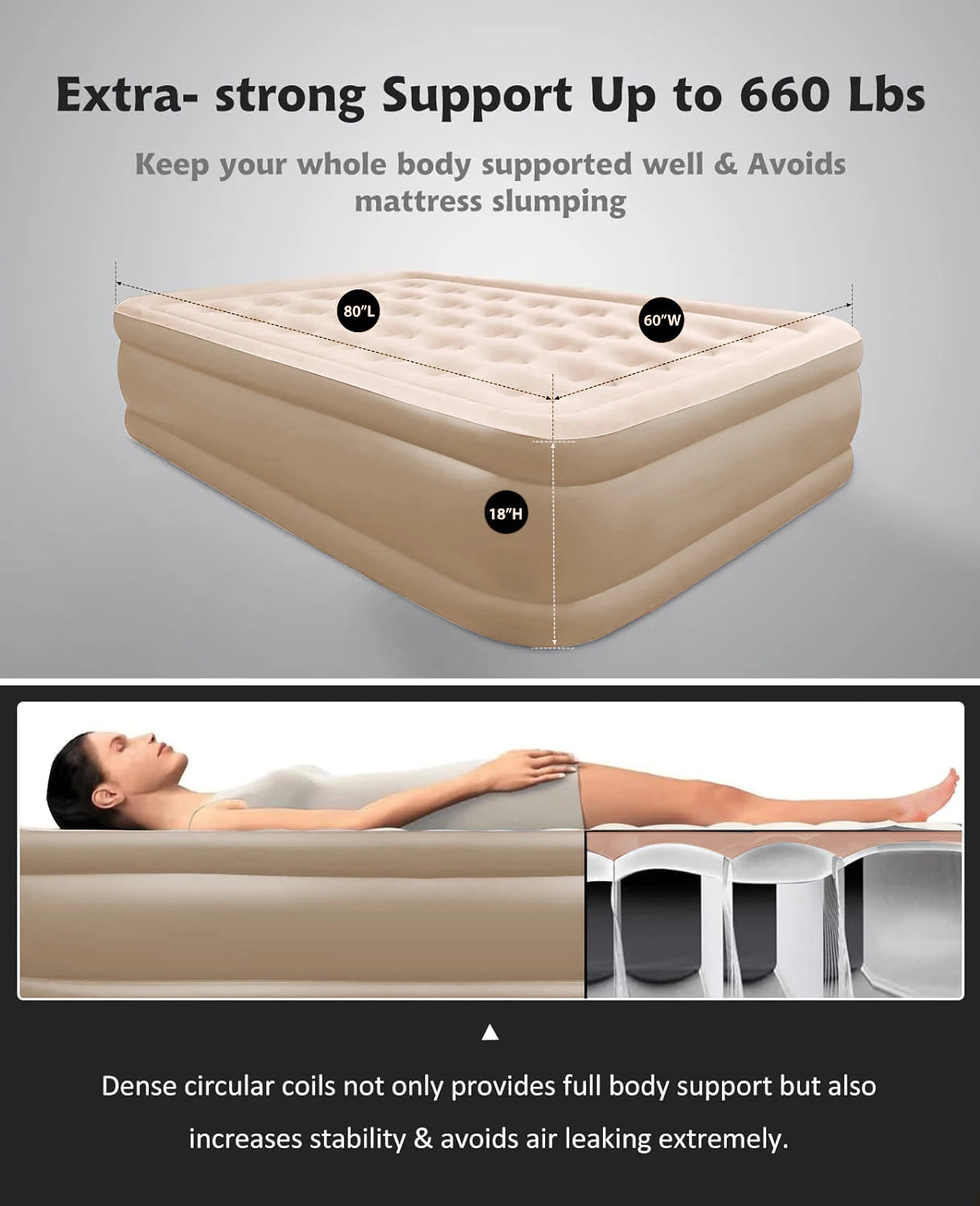 Air Mattress PVC Inflatable Built-in Pump Thicken Material