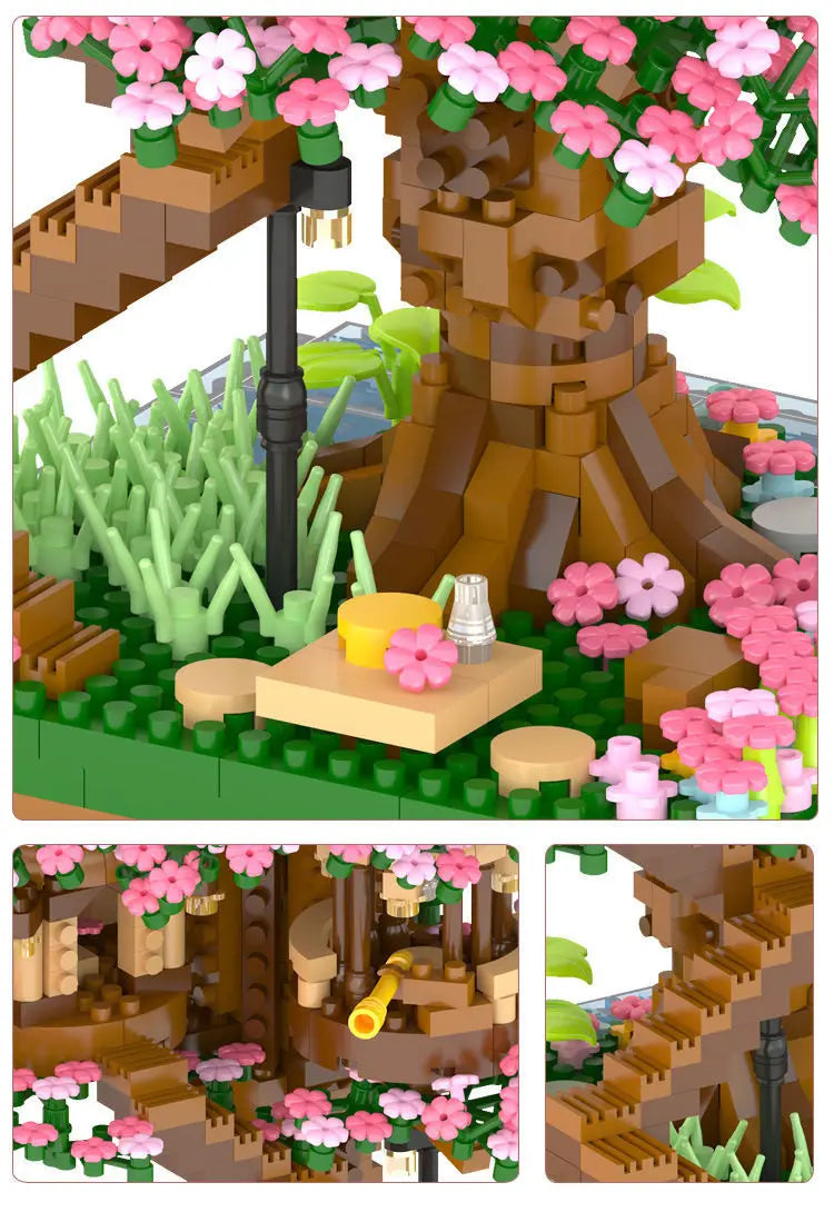 Tree Building Blocks with Light Treehouse - Model Ornament Romantic