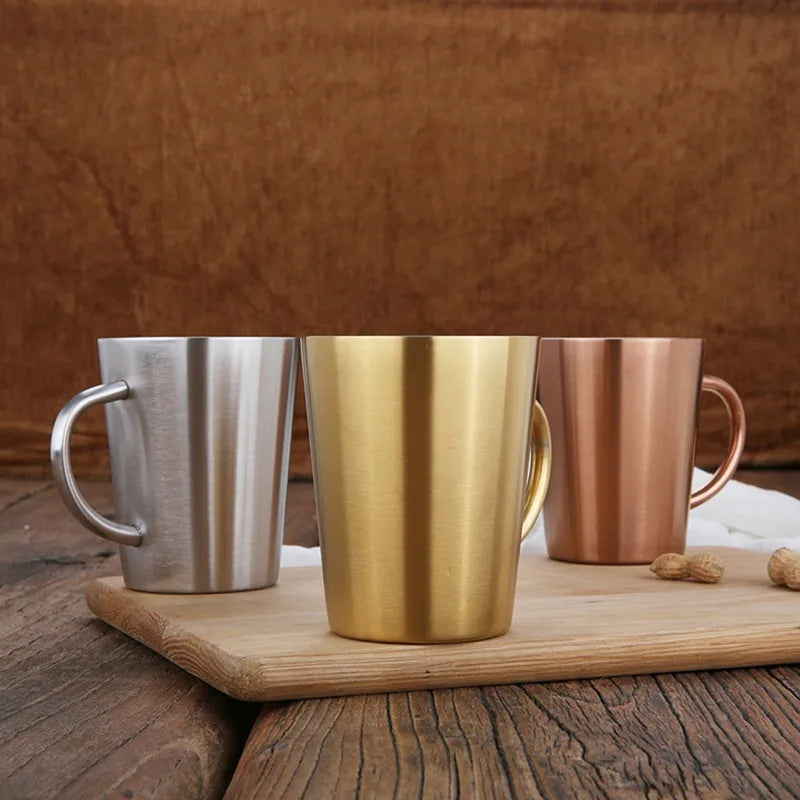 Stainless Steel Double Layer Mugs Coffee Cup 300ml