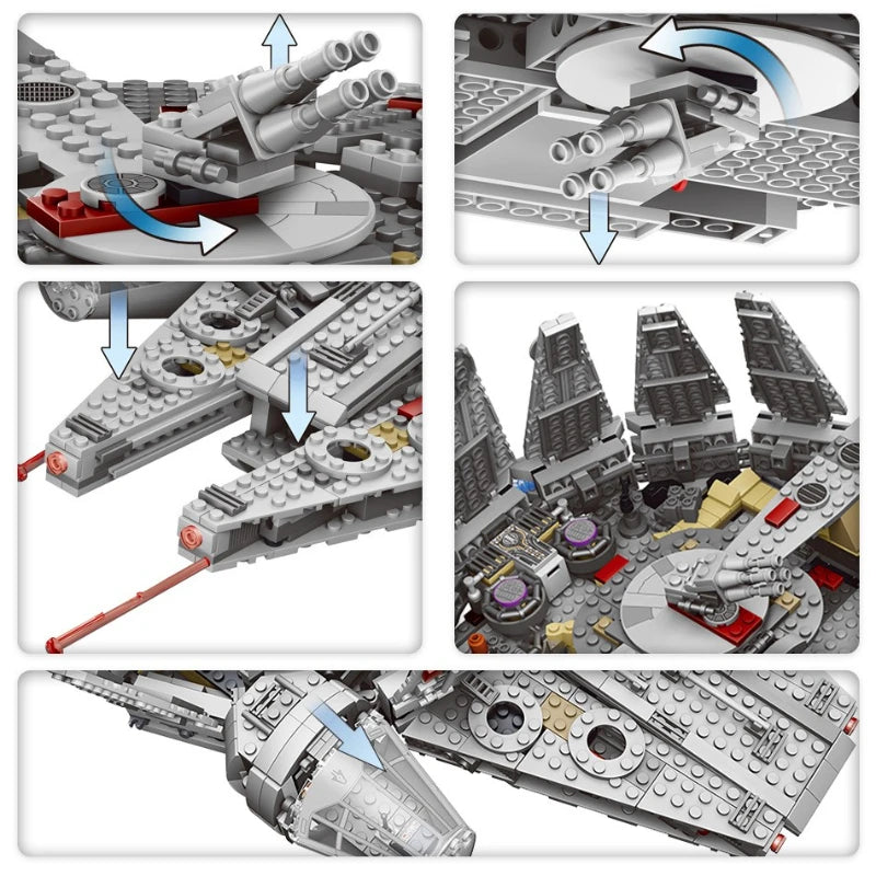 Millennium Falcon Spaceship Bricks Building Block 1381 Pieces