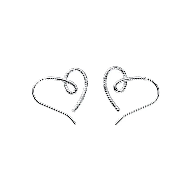 Silver Color Simple Hollow Heart Earrings for Women